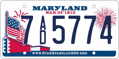 MD license plate 7AD5774