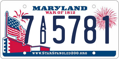 MD license plate 7AD5781