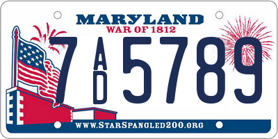 MD license plate 7AD5789