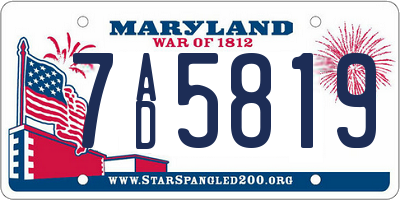 MD license plate 7AD5819