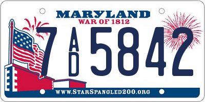 MD license plate 7AD5842
