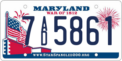 MD license plate 7AD5861