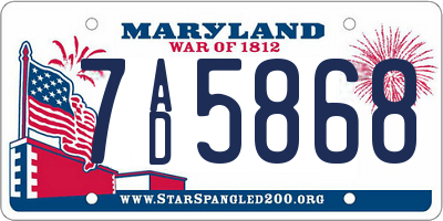 MD license plate 7AD5868