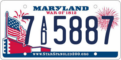 MD license plate 7AD5887