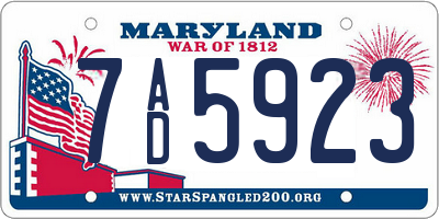 MD license plate 7AD5923