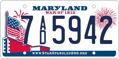 MD license plate 7AD5942