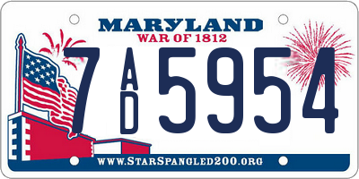 MD license plate 7AD5954