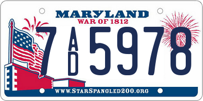 MD license plate 7AD5978