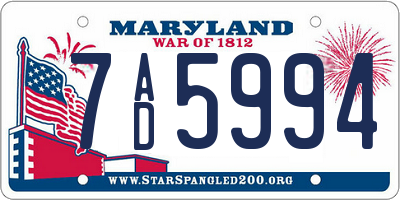 MD license plate 7AD5994
