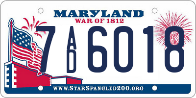 MD license plate 7AD6018