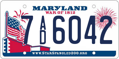 MD license plate 7AD6042