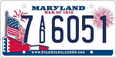 MD license plate 7AD6051