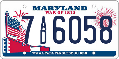 MD license plate 7AD6058
