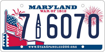 MD license plate 7AD6070