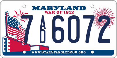MD license plate 7AD6072