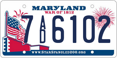 MD license plate 7AD6102