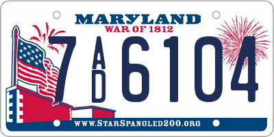 MD license plate 7AD6104