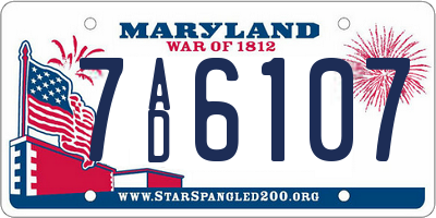MD license plate 7AD6107
