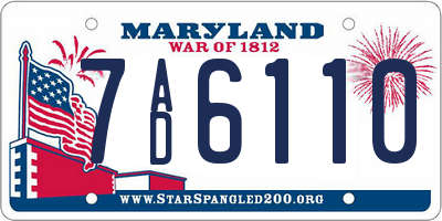 MD license plate 7AD6110