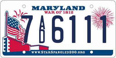 MD license plate 7AD6111
