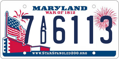 MD license plate 7AD6113
