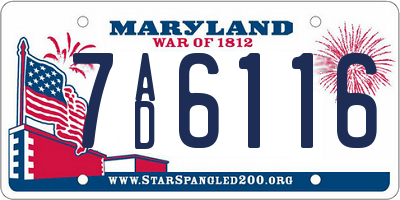 MD license plate 7AD6116
