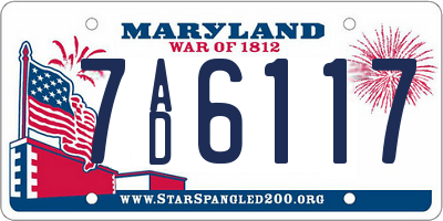 MD license plate 7AD6117