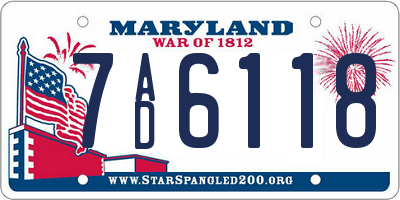 MD license plate 7AD6118