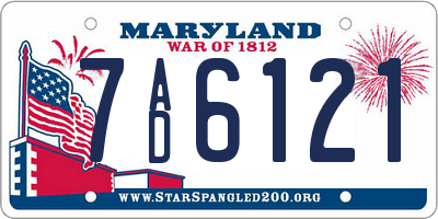 MD license plate 7AD6121
