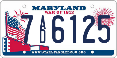 MD license plate 7AD6125