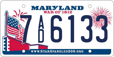 MD license plate 7AD6133