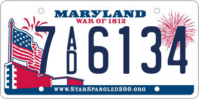 MD license plate 7AD6134
