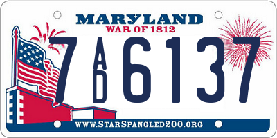 MD license plate 7AD6137