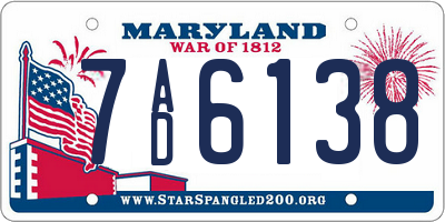 MD license plate 7AD6138