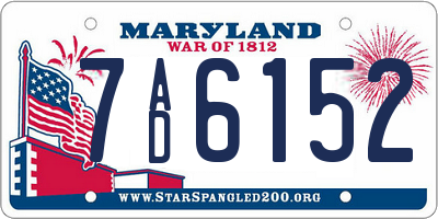 MD license plate 7AD6152