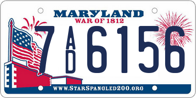 MD license plate 7AD6156
