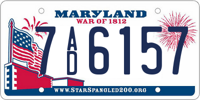 MD license plate 7AD6157