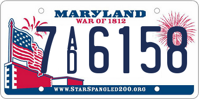 MD license plate 7AD6158
