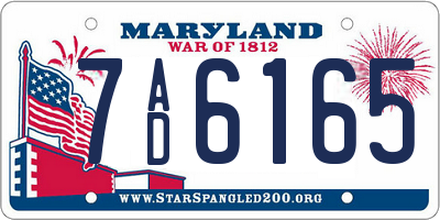 MD license plate 7AD6165