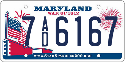 MD license plate 7AD6167