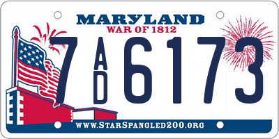MD license plate 7AD6173