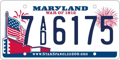 MD license plate 7AD6175