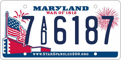 MD license plate 7AD6187
