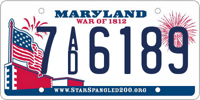 MD license plate 7AD6189