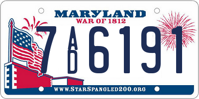 MD license plate 7AD6191