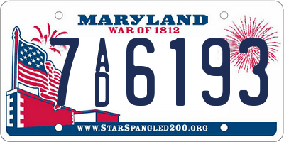 MD license plate 7AD6193