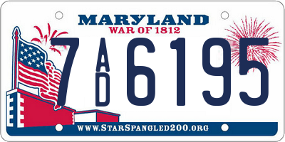 MD license plate 7AD6195