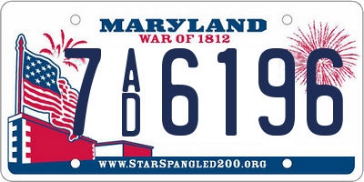 MD license plate 7AD6196