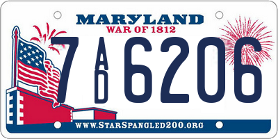 MD license plate 7AD6206