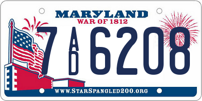 MD license plate 7AD6208